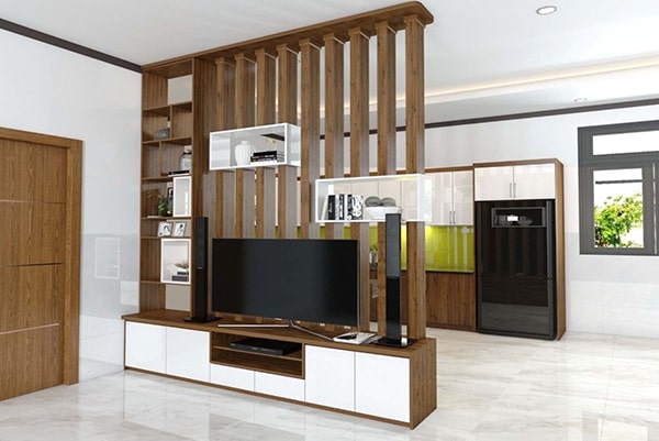 Mẫu Tủ Ngăn Phòng Khách Và Phòng Bếp Đẹp