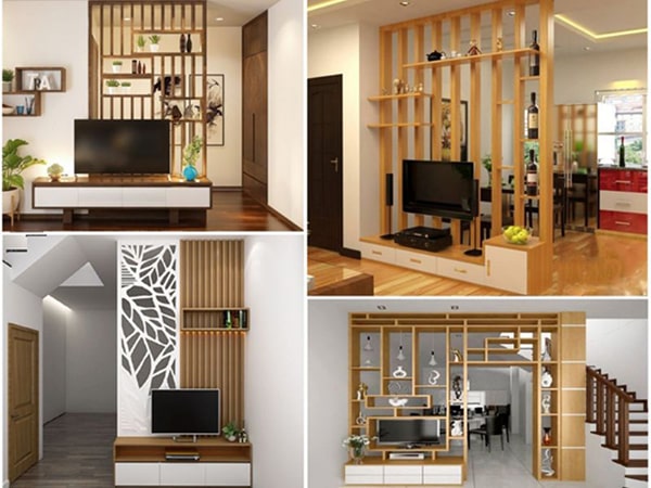 Mẫu Tủ Ngăn Phòng Khách Và Phòng Bếp Đẹp